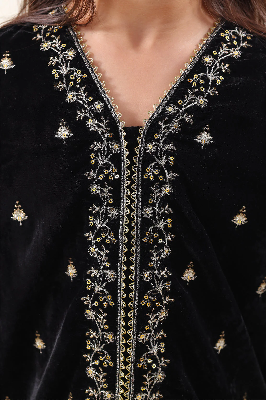 Solid Embroidered Velvet Stitched Shirt/trouser For Kids - Image 4