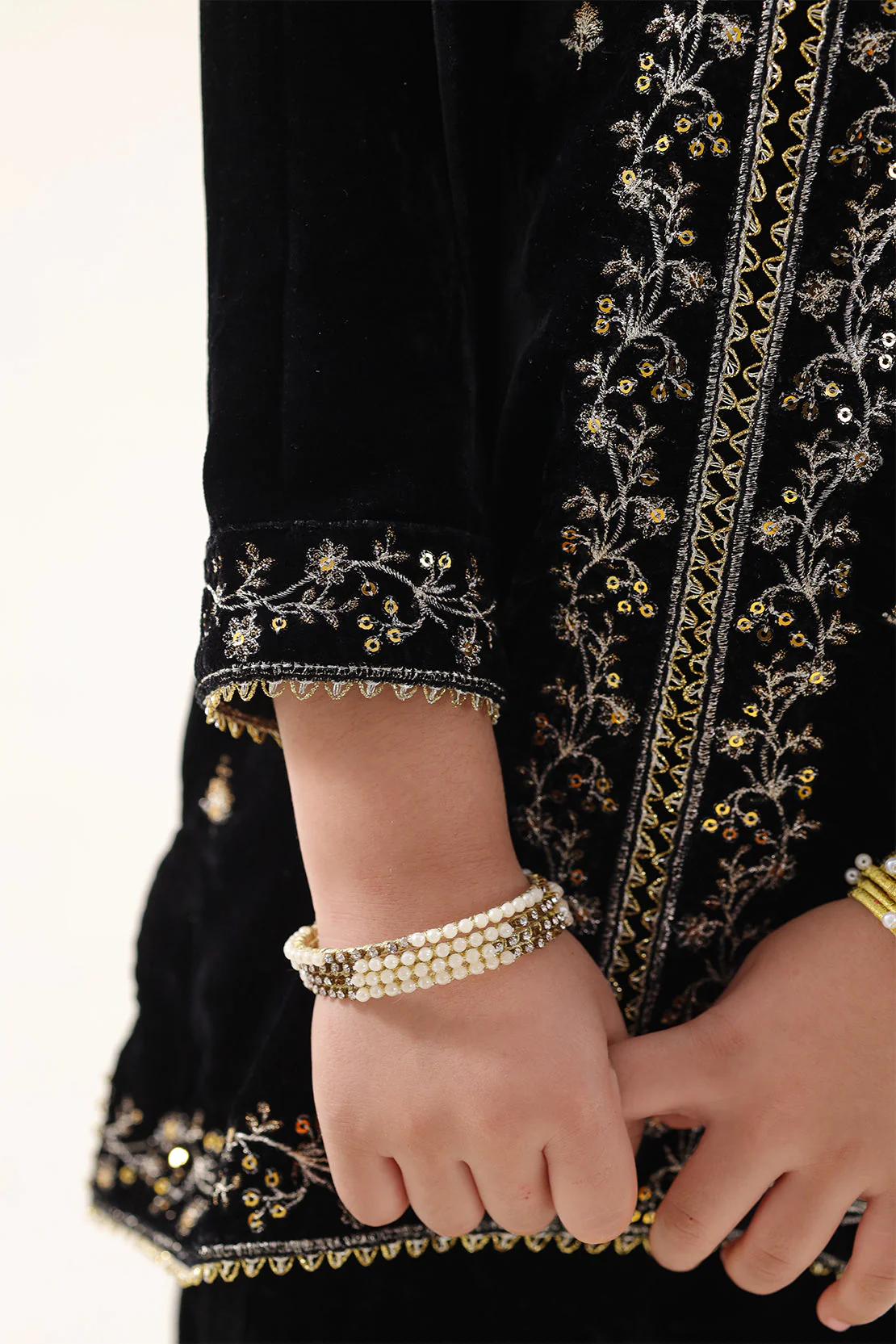 Solid Embroidered Velvet Stitched Shirt/trouser For Kids - Image 5