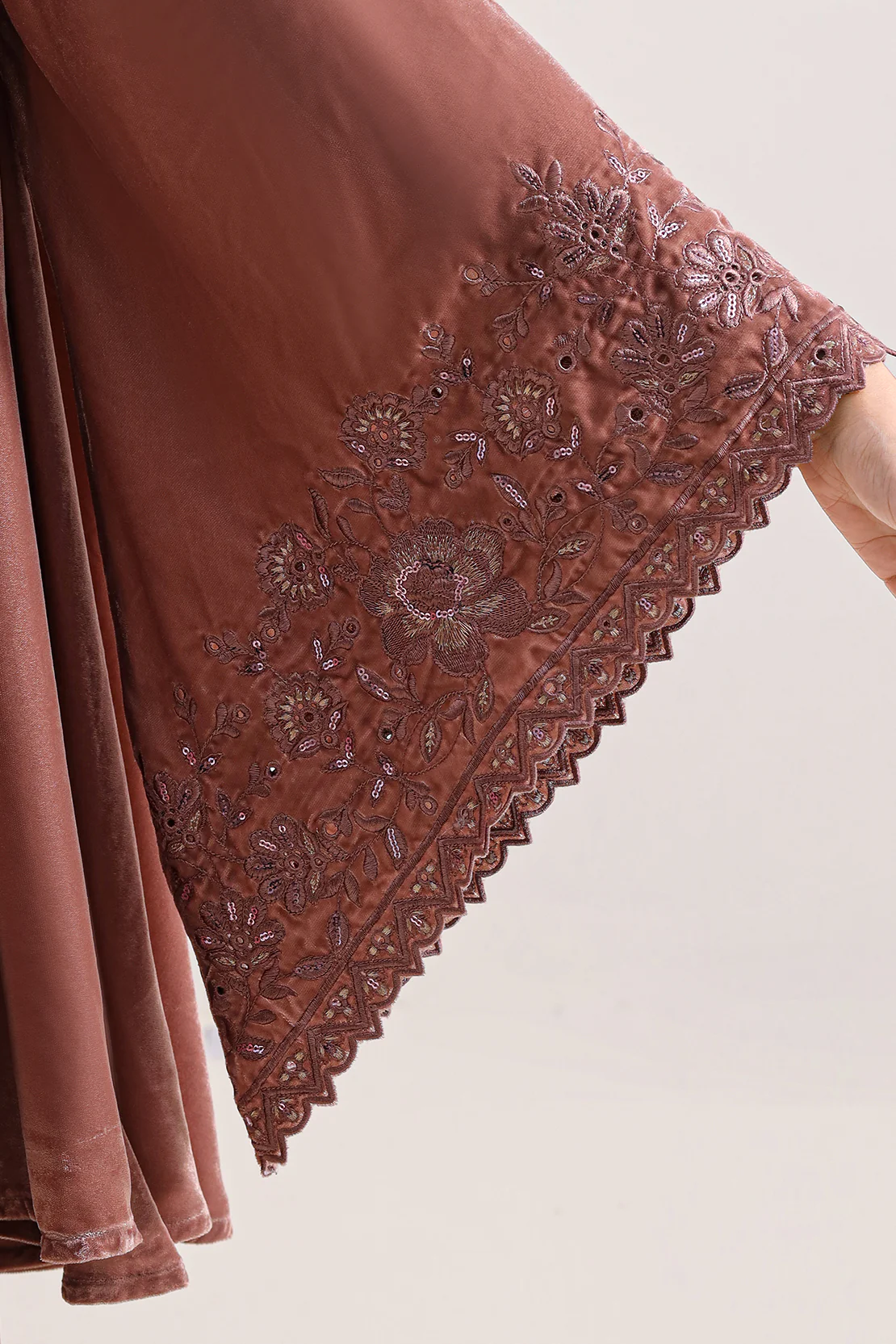 Solid Embroidered Velvet Stitched (Shirt/Trouser) - Image 4
