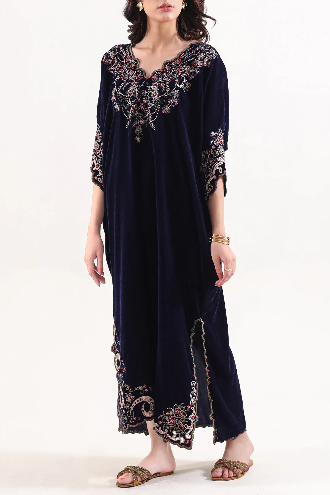 Solid Embroidered Velvet Stitched Shirt