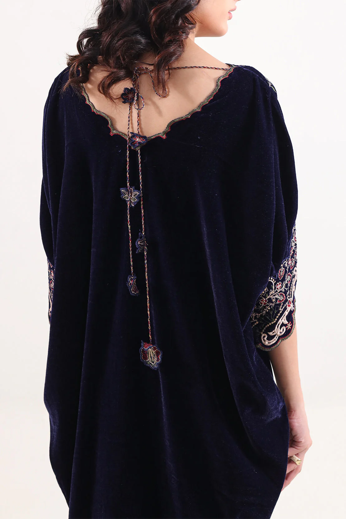 Solid Embroidered Velvet Stitched Shirt - Image 5