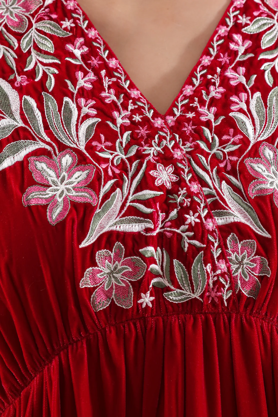 Solid Embroidered Velvet Stitched Shirt - Image 3