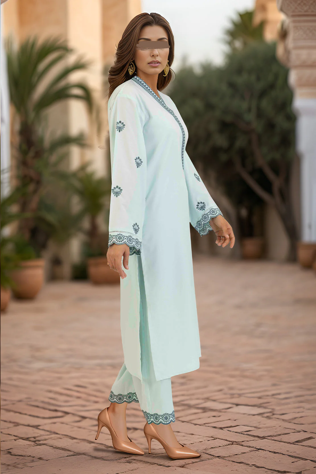 Solid Embroidered Wash n Wear Stitched 2 Piece (Shirt/Trouser) - Image 2