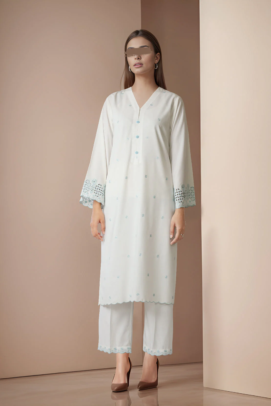 Solid Embroidered Wash N Wear Stitched 2 Piece (Shirt/Trouser) - Image 2