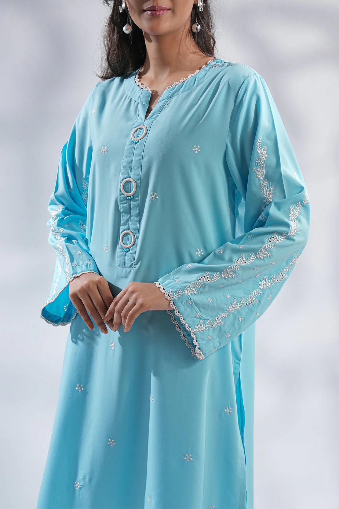 Solid Embroidered Wash n Wear Stitched 2 Piece (Shirt/Trouser)