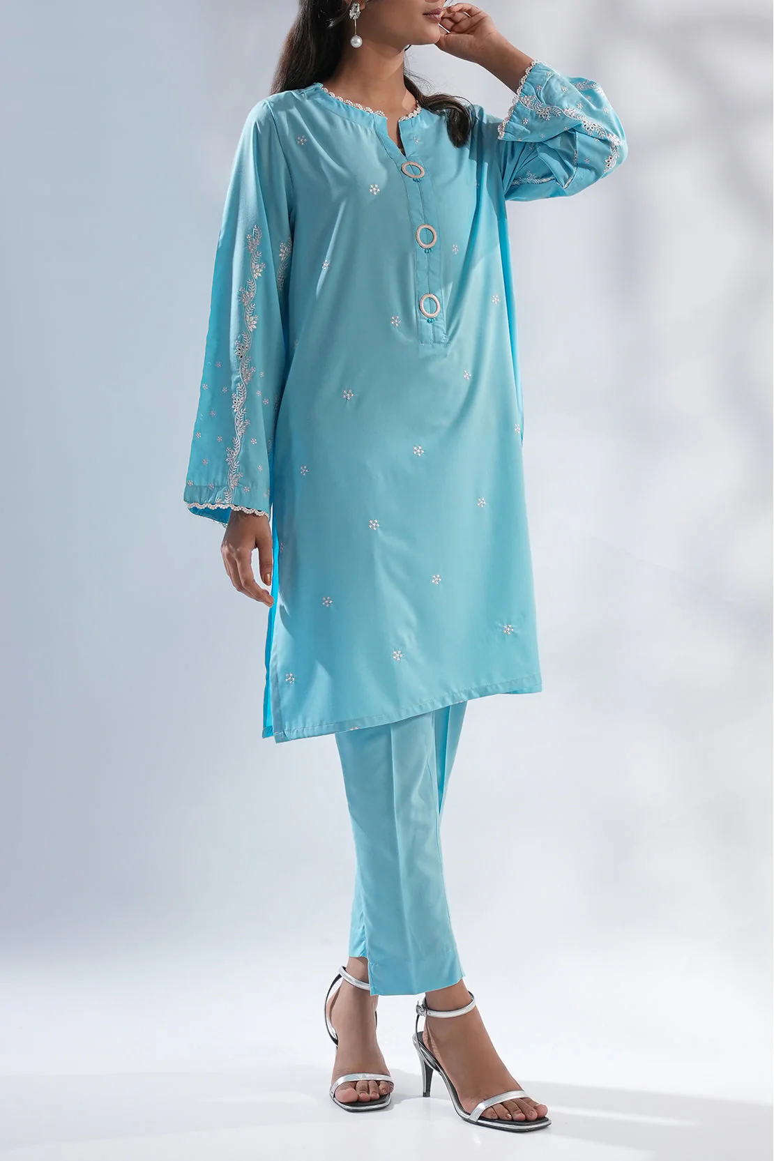 Solid Embroidered Wash n Wear Stitched 2 Piece (Shirt/Trouser) - Image 3