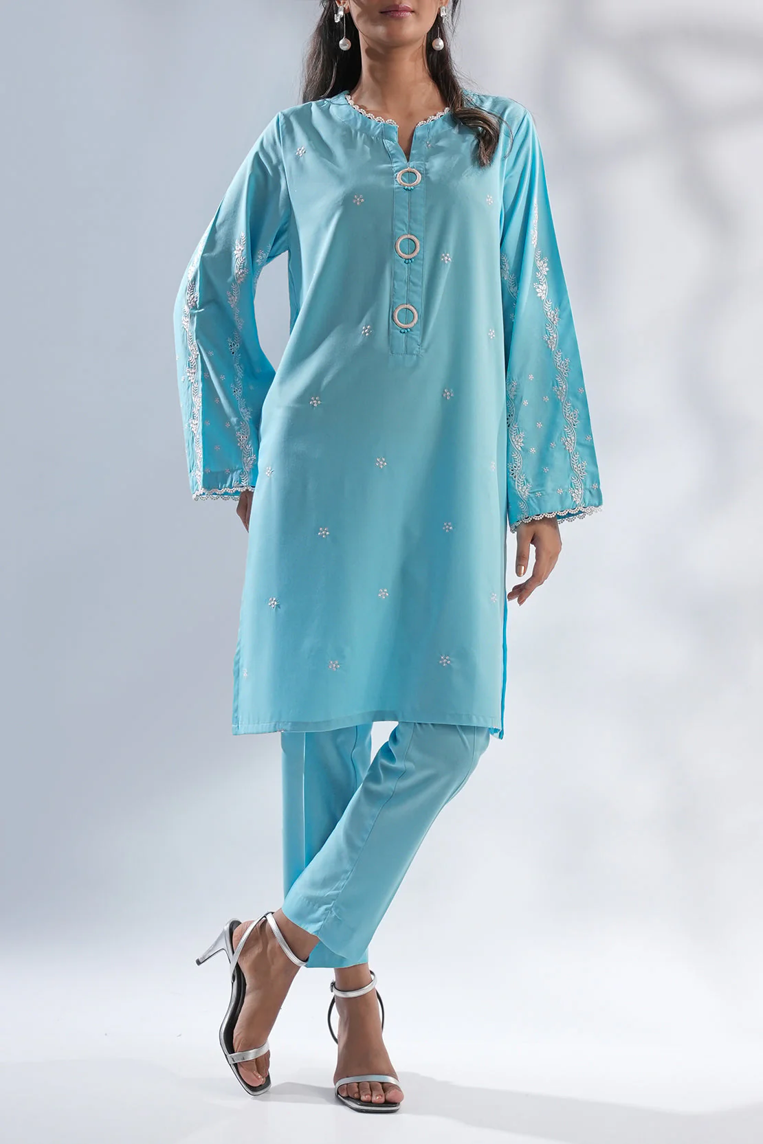Solid Embroidered Wash n Wear Stitched 2 Piece (Shirt/Trouser) - Image 4