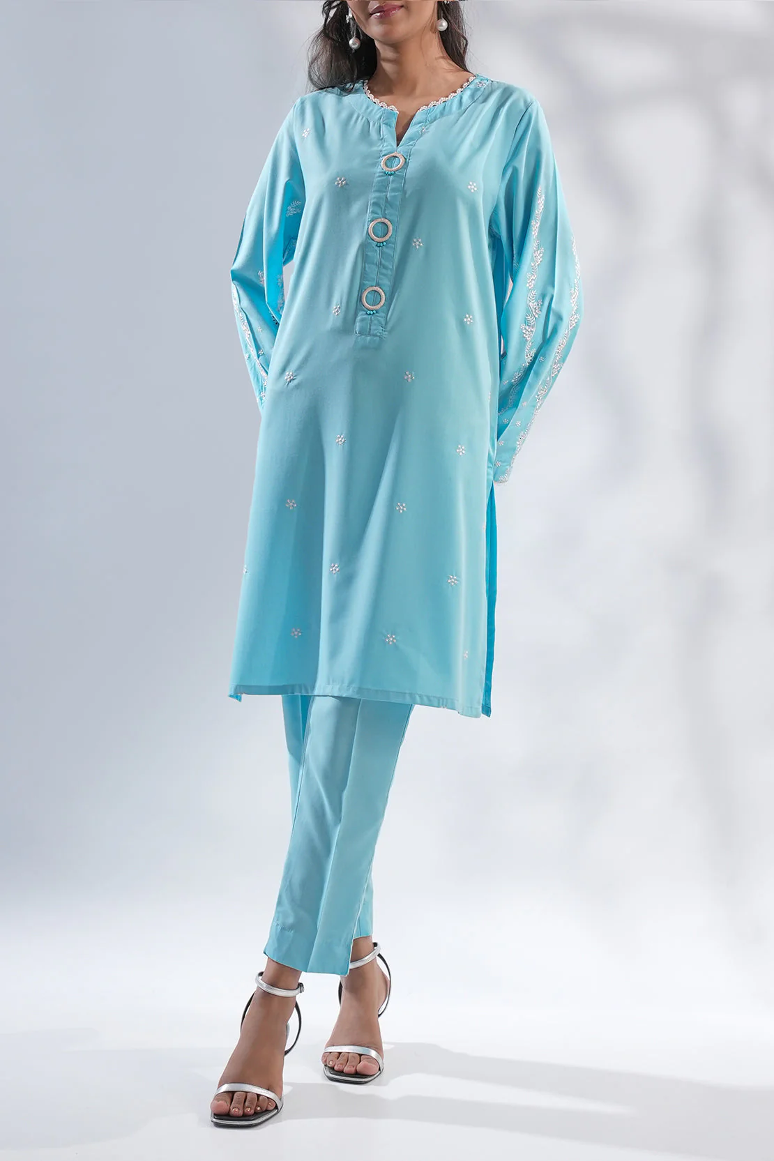 Solid Embroidered Wash n Wear Stitched 2 Piece (Shirt/Trouser) - Image 5