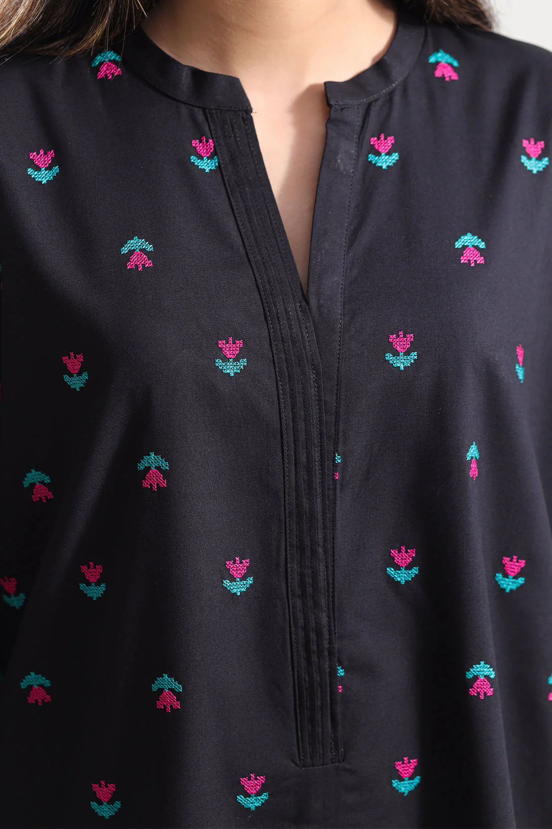 Solid Embroidered Wash n Wear Stitched 2 Piece (Shirt/Trouser) - Image 3