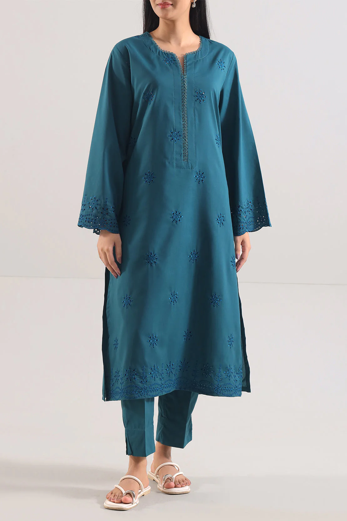 Solid Embroidered Wash n Wear Stitched 2 Piece (Shirt/Trouser) - Image 3