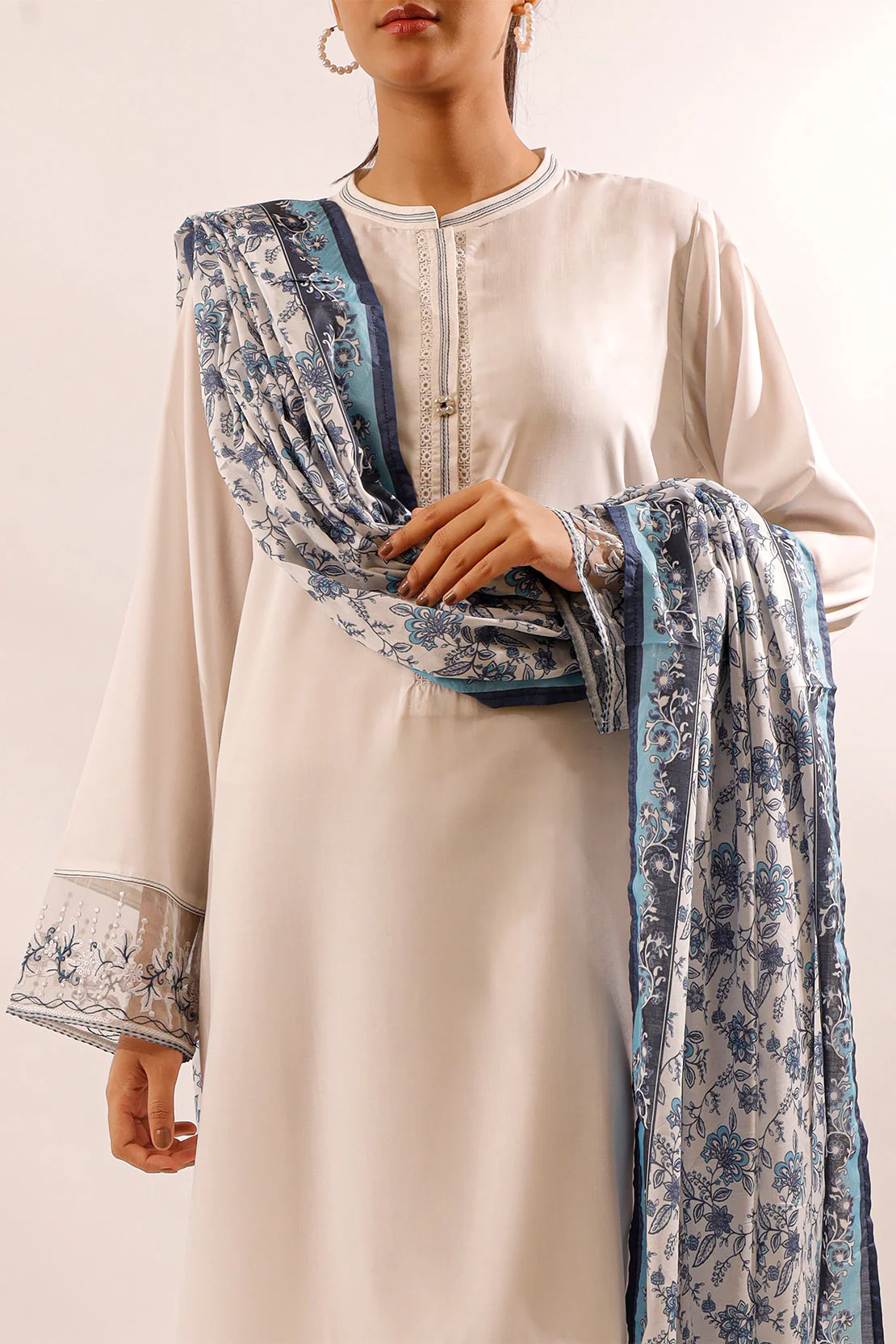 Solid Embroidered Wash N Wear Stitched 3 Piece - Image 2