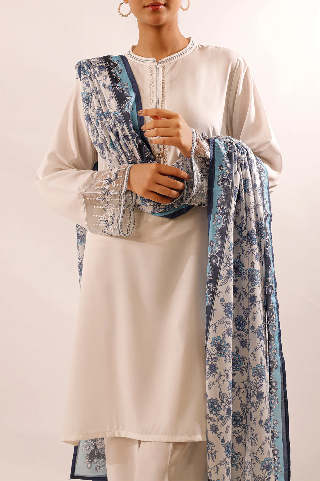 Solid Embroidered Wash N Wear Stitched 3 Piece - Image 3