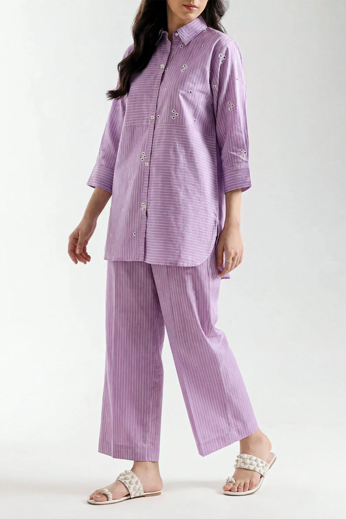 Solid Embroidered Yarn Dyed Stitched 2 Piece (Shirt/Trouser)
