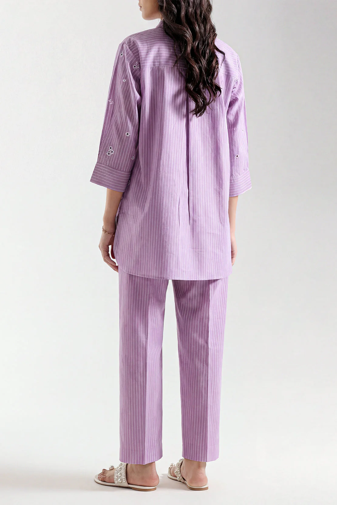 Solid Embroidered Yarn Dyed Stitched 2 Piece (Shirt/Trouser) - Image 4