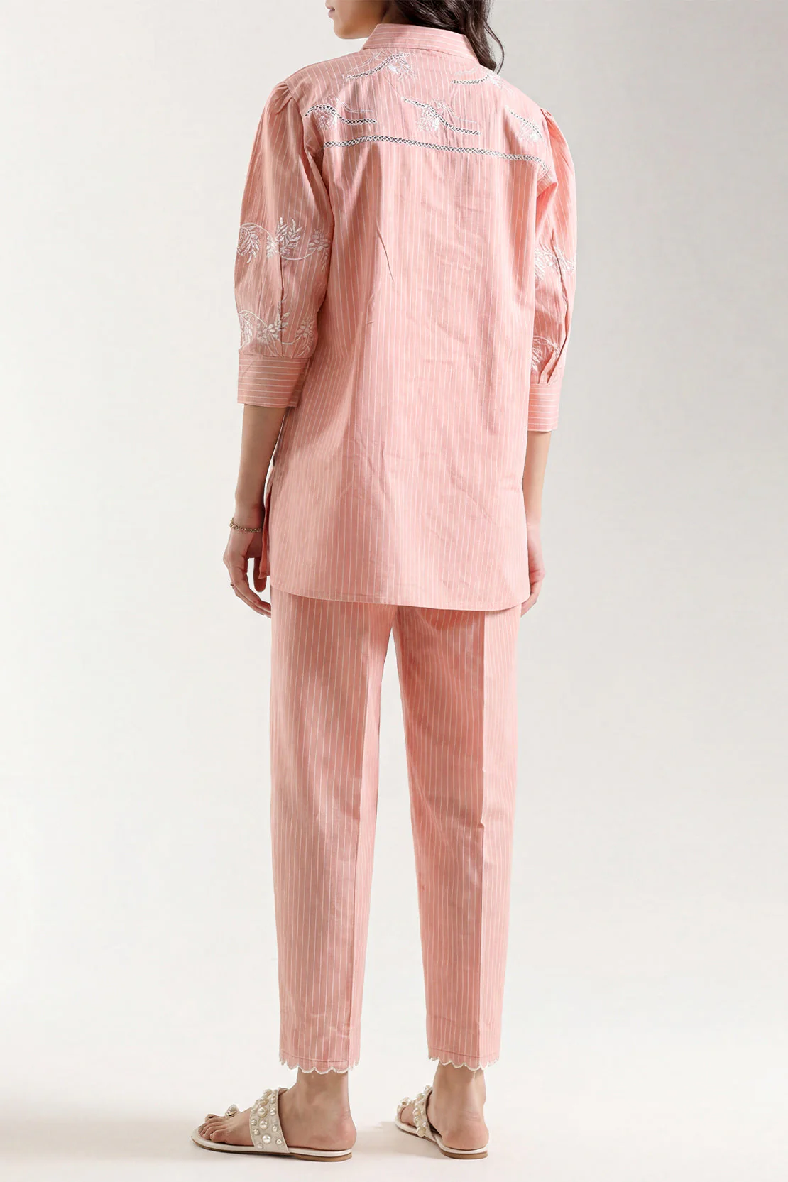 Solid Embroidered Yarn Dyed Stitched 2 Piece (Shirt/Trouser) - Image 3