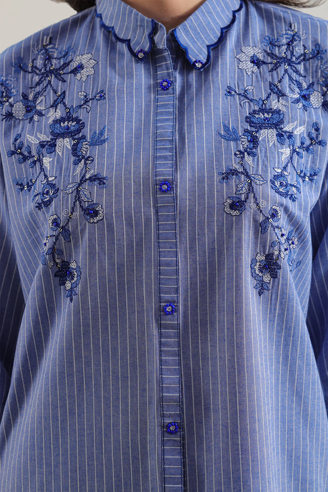 Solid Embroidered Yarn Dyed Stitched 2 Piece (Shirt/Trouser) - Image 4