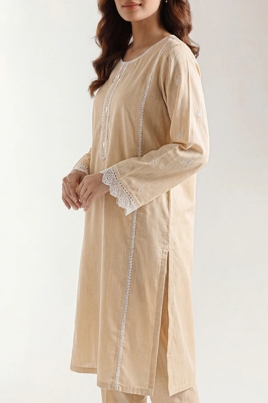 Solid Embroidered Zari Filament Stitched 2 Piece (Shirt/Trouser) - Image 2