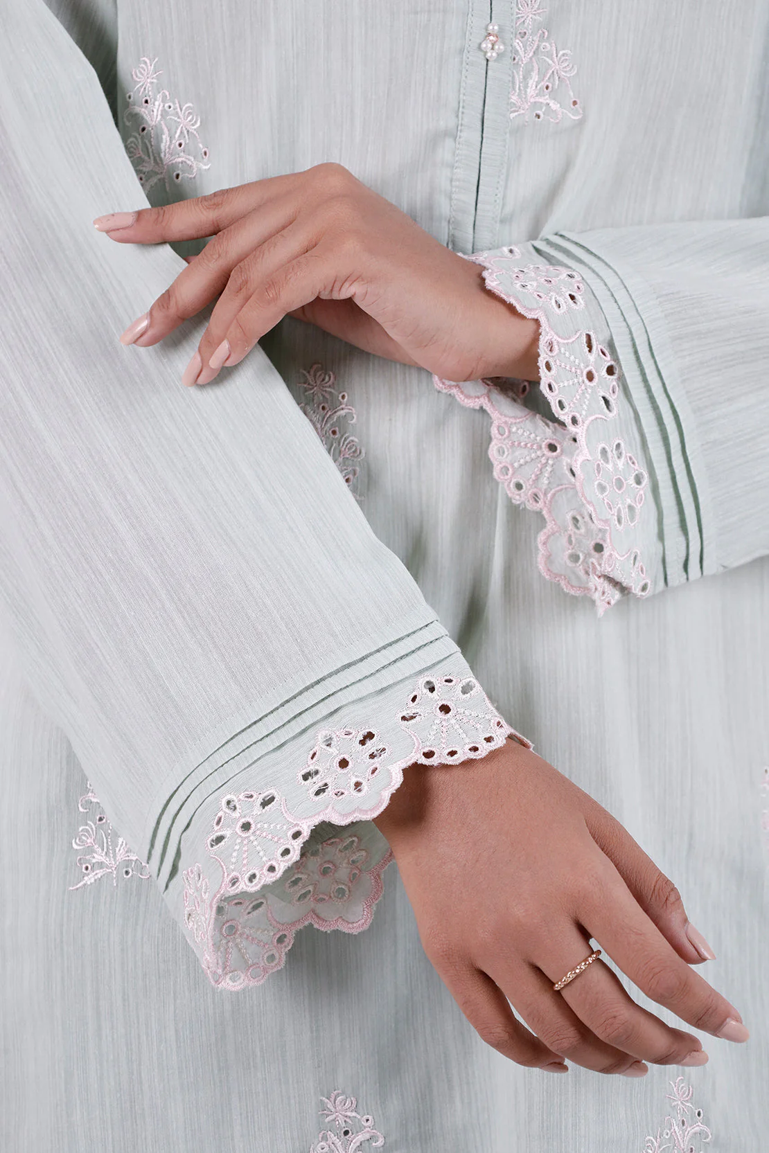Solid Embroidered Zari Filament Stitched 2 Piece (Shirt/Trouser) - Image 4