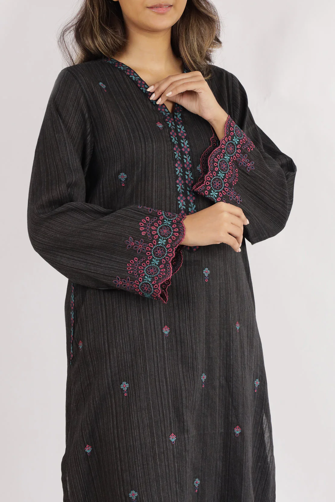 Solid Embroidered Zari Filament Stitched 2 Piece (Shirt/Trouser) - Image 2