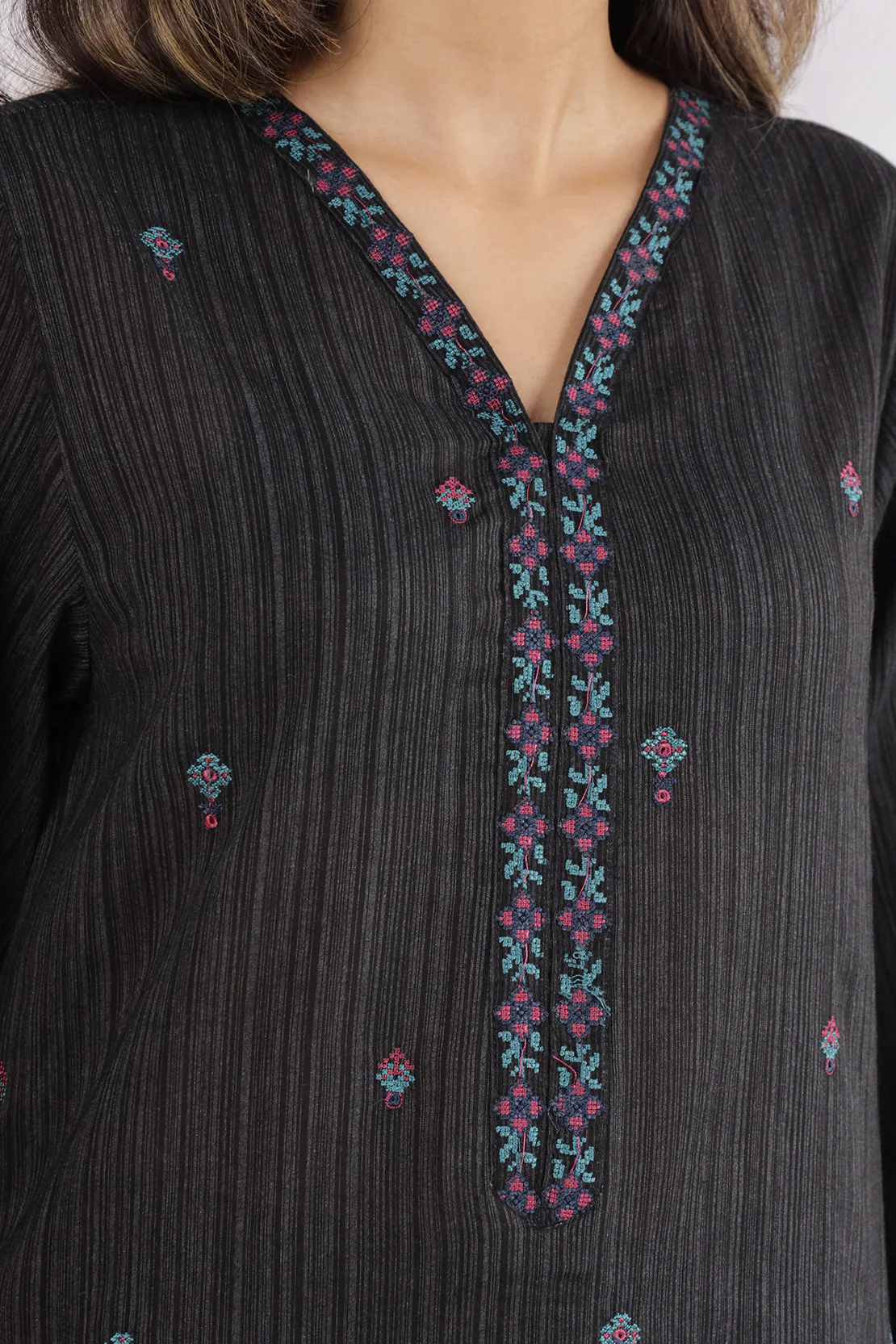 Solid Embroidered Zari Filament Stitched 2 Piece (Shirt/Trouser) - Image 5