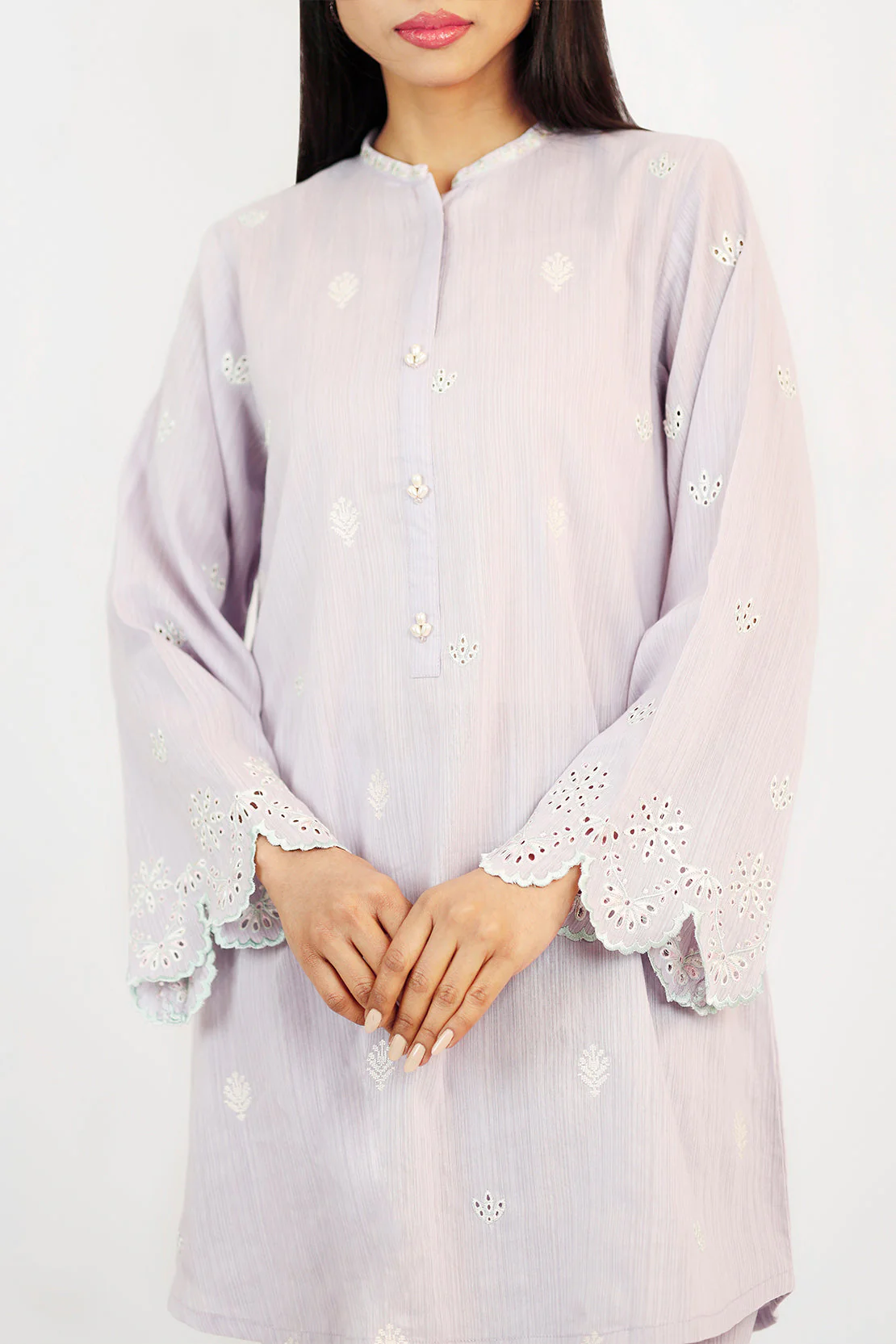 Solid Embroidered Zari Filament Stitched 2 Piece (Shirt/Trouser) - Image 4