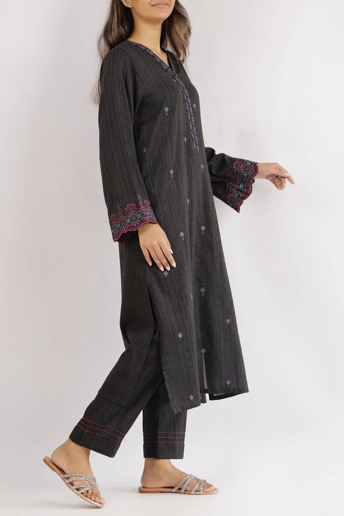 Solid Embroidered Zari Filament Stitched 2 Piece (Shirt/Trouser) - Image 6