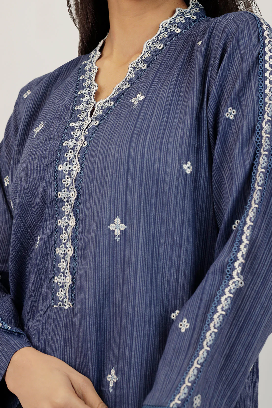 Solid Embroidered Zari Filament Stitched 2 Piece (Shirt/Trouser) - Image 6