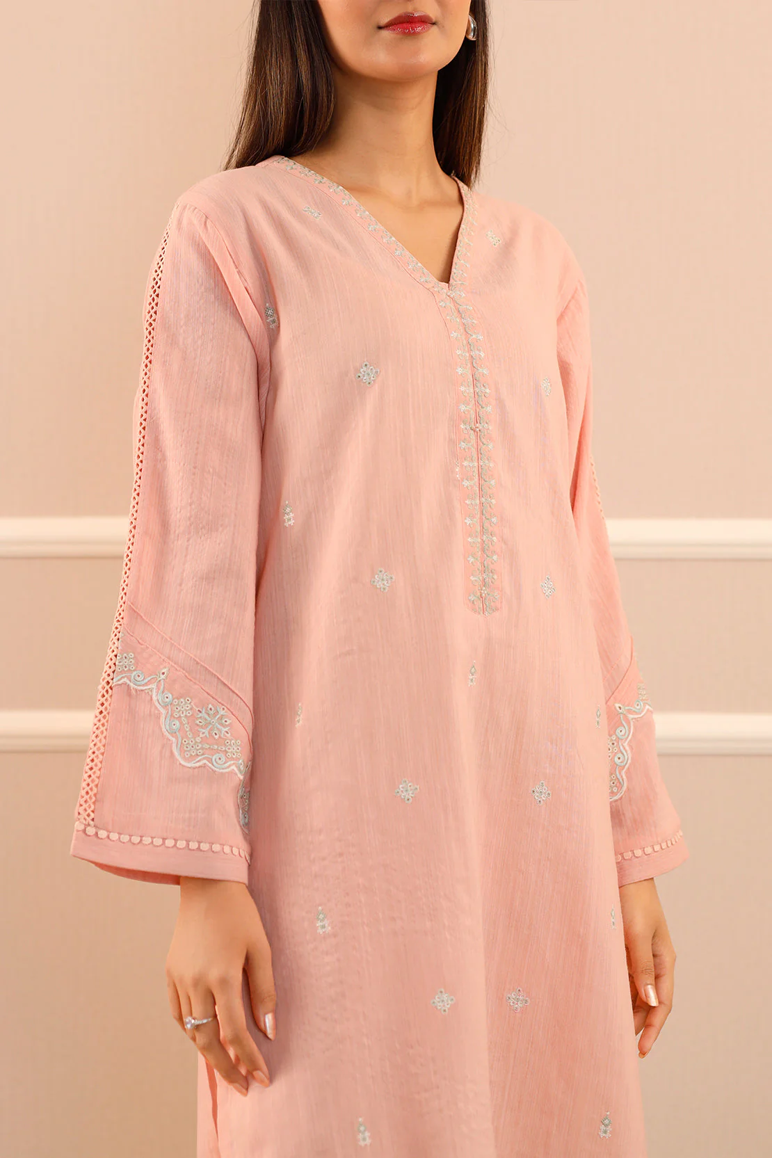 Solid Embroidered Zari Filament Stitched 2 Piece (Shirt/Trouser) - Image 6