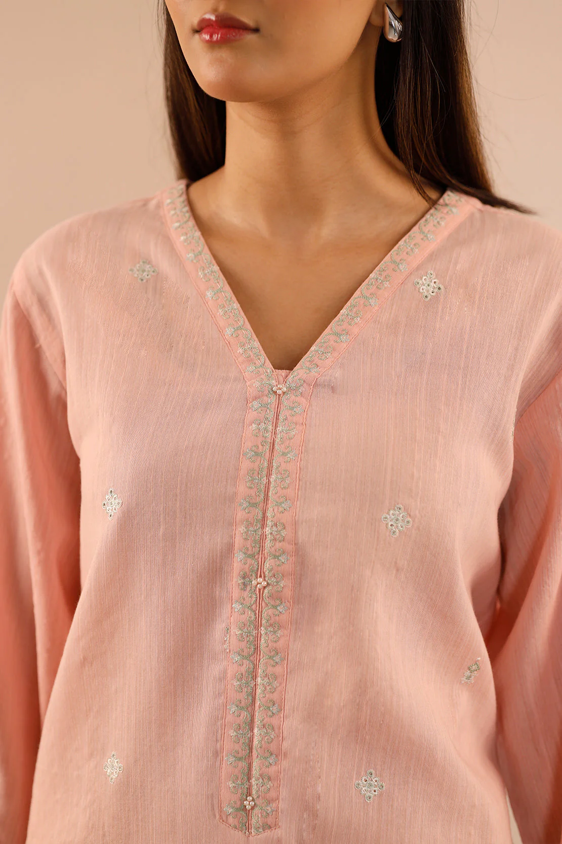 Solid Embroidered Zari Filament Stitched 2 Piece (Shirt/Trouser) - Image 7