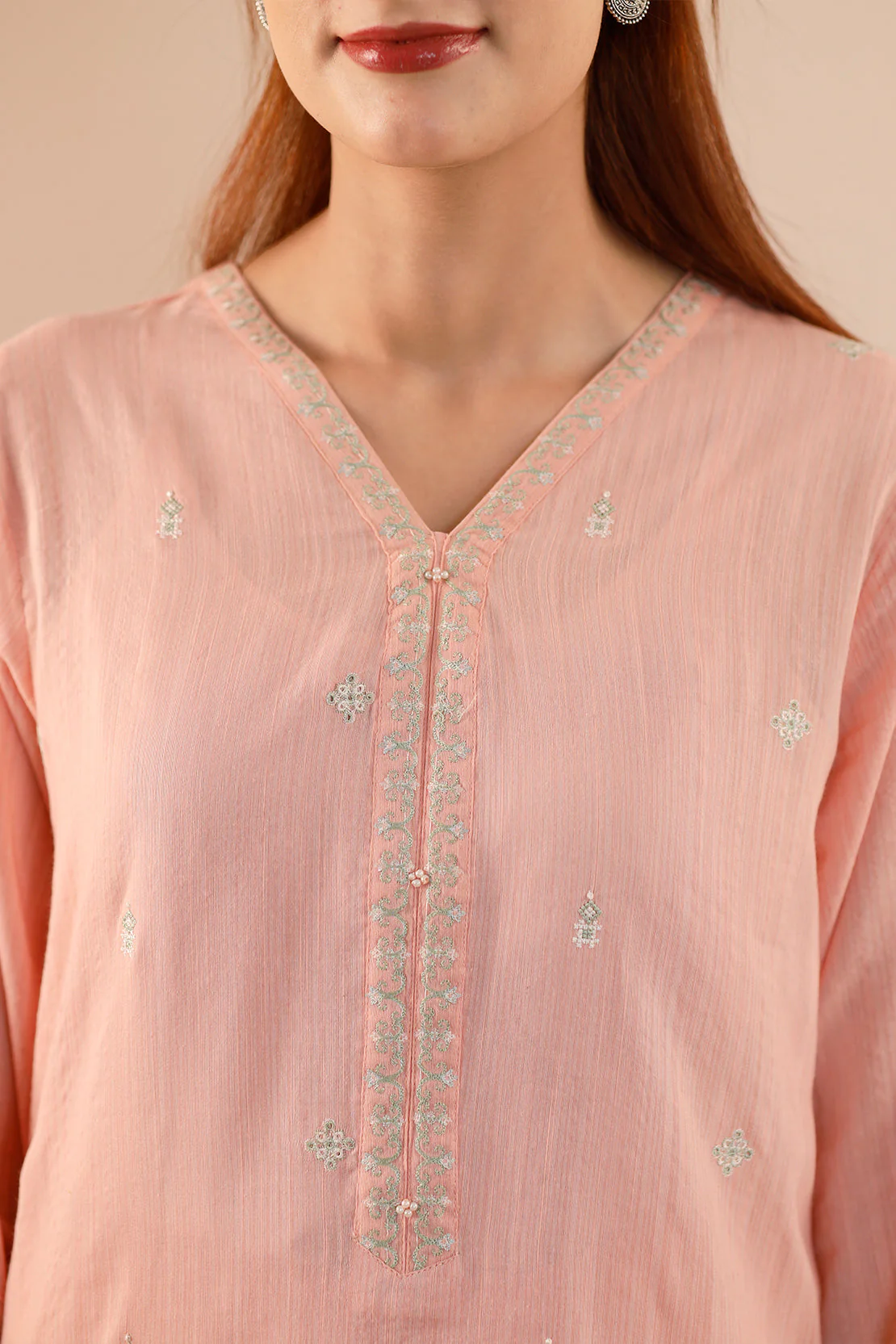 Solid Embroidered Zari Filament Stitched 2 Piece (Shirt/Trouser) - Image 5
