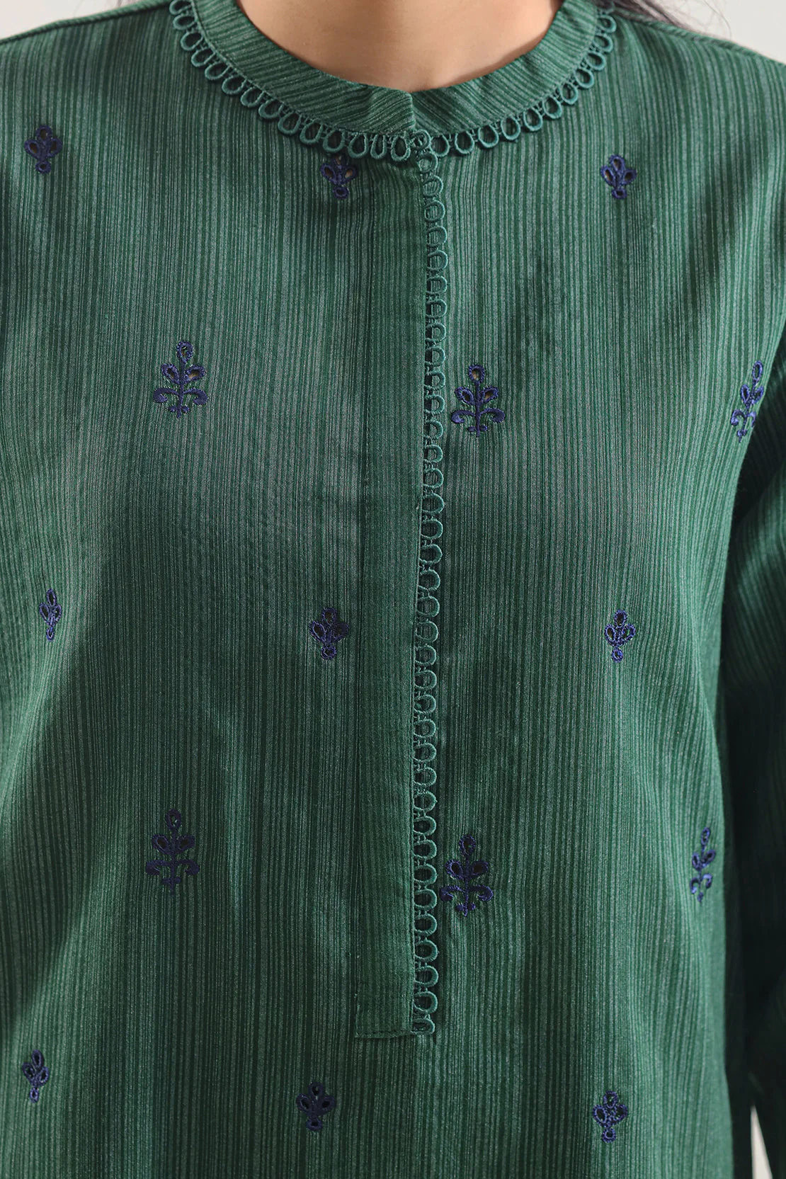 Solid Embroidered Zari Silk Touch Stitched 2 Piece (Shirt/Trouser) - Image 3