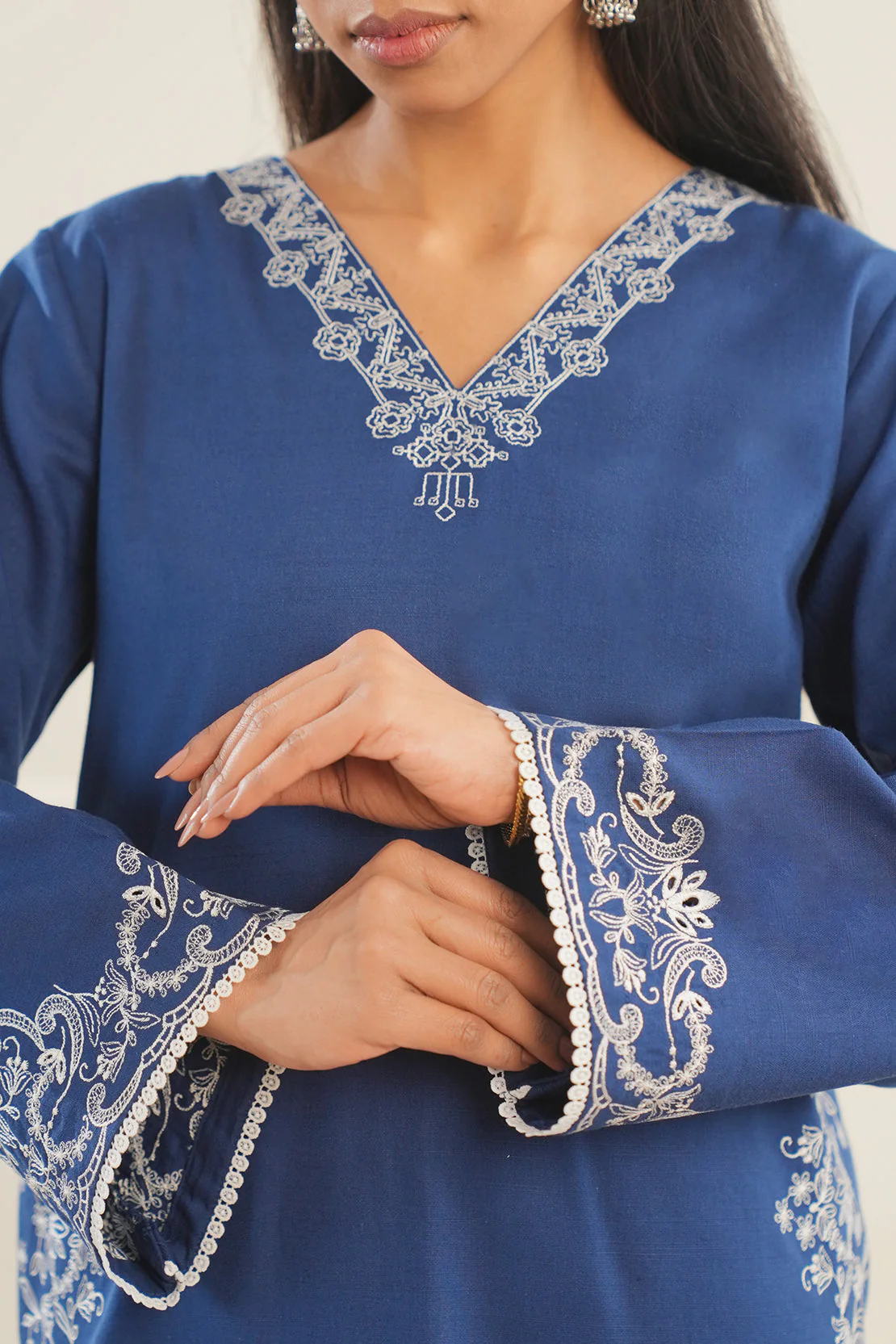 Solid Embroidered Zari Stript Stitched 2 Piece (Shirt/Trouser) - Image 3