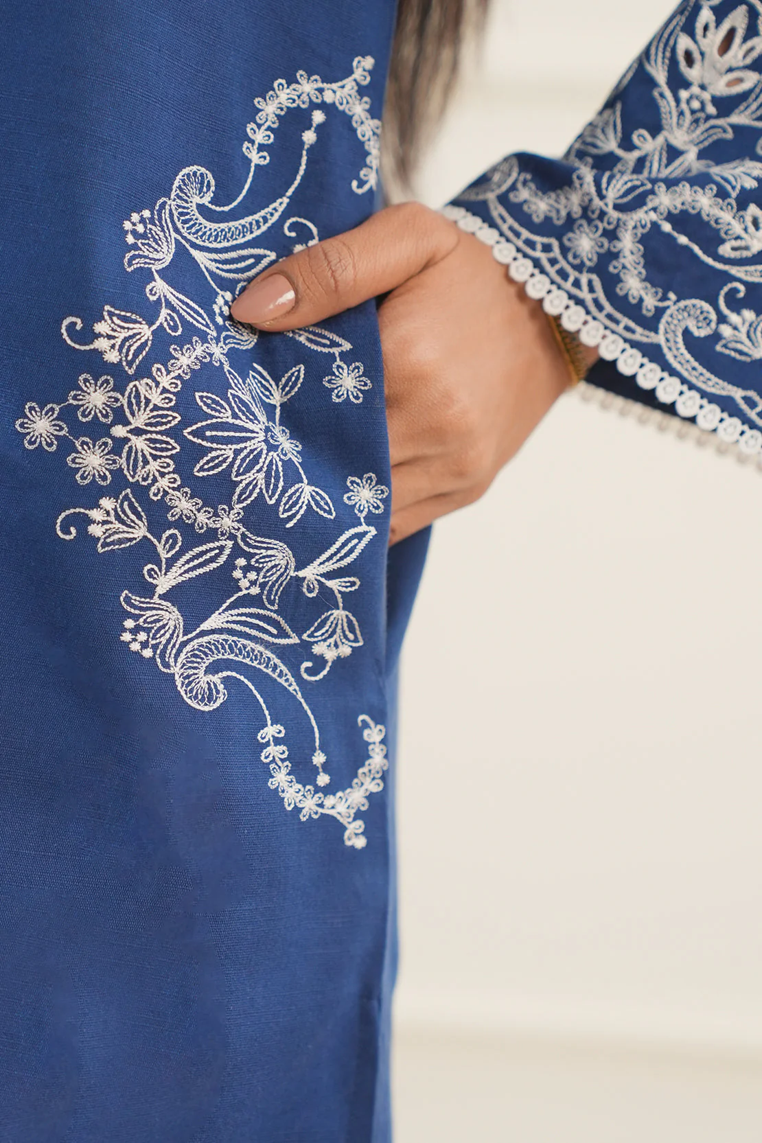 Solid Embroidered Zari Stript Stitched 2 Piece (Shirt/Trouser) - Image 4