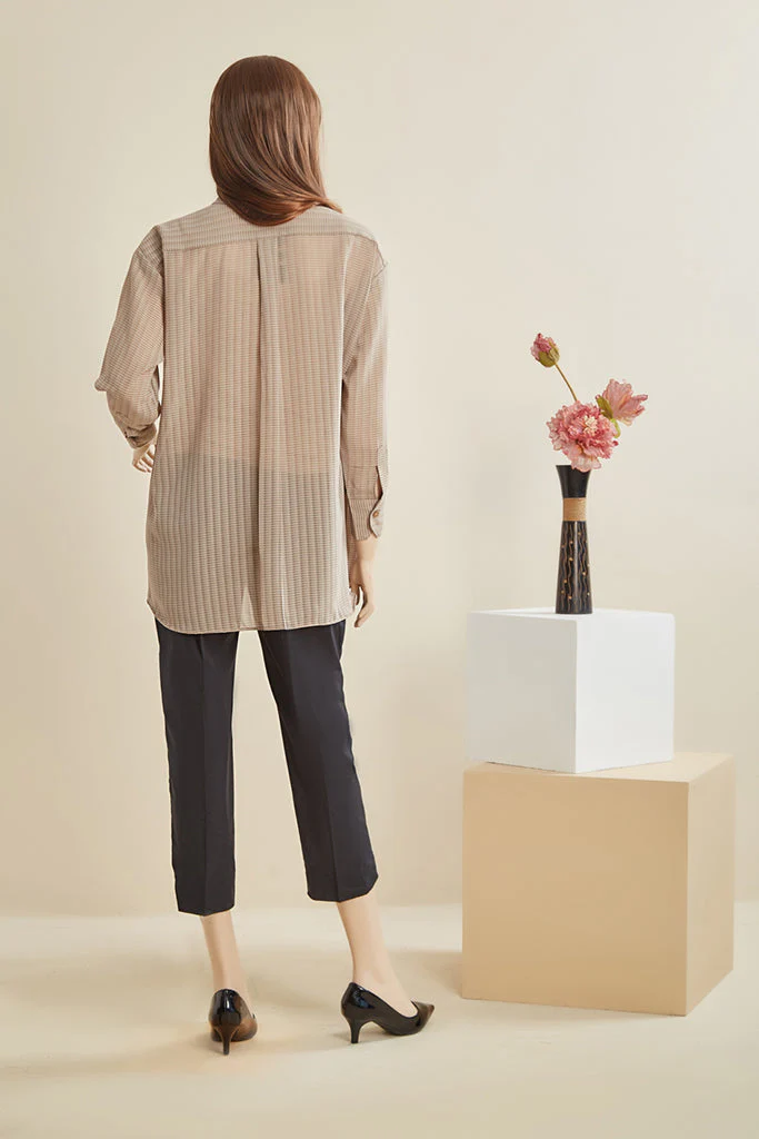Solid Georgette Stitched Shirt - Image 2