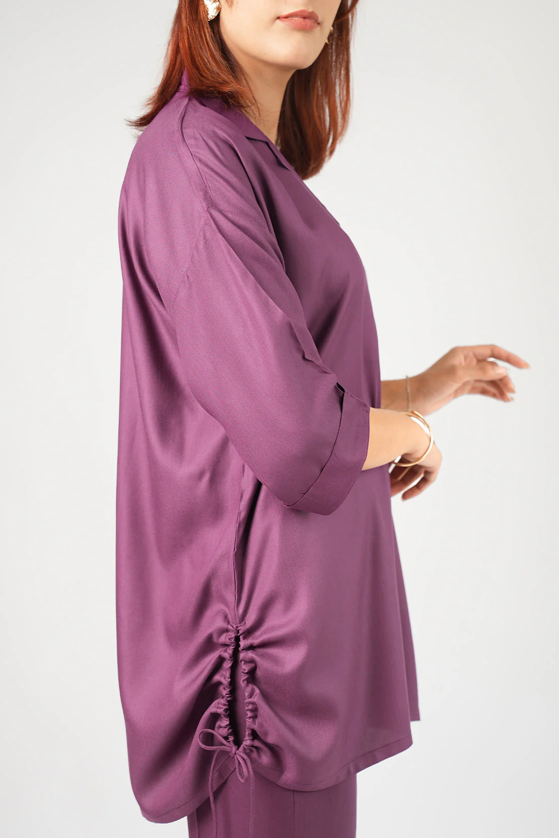 Solid Herringbone Stitched 2 Piece Shirt/Trouser - Image 5