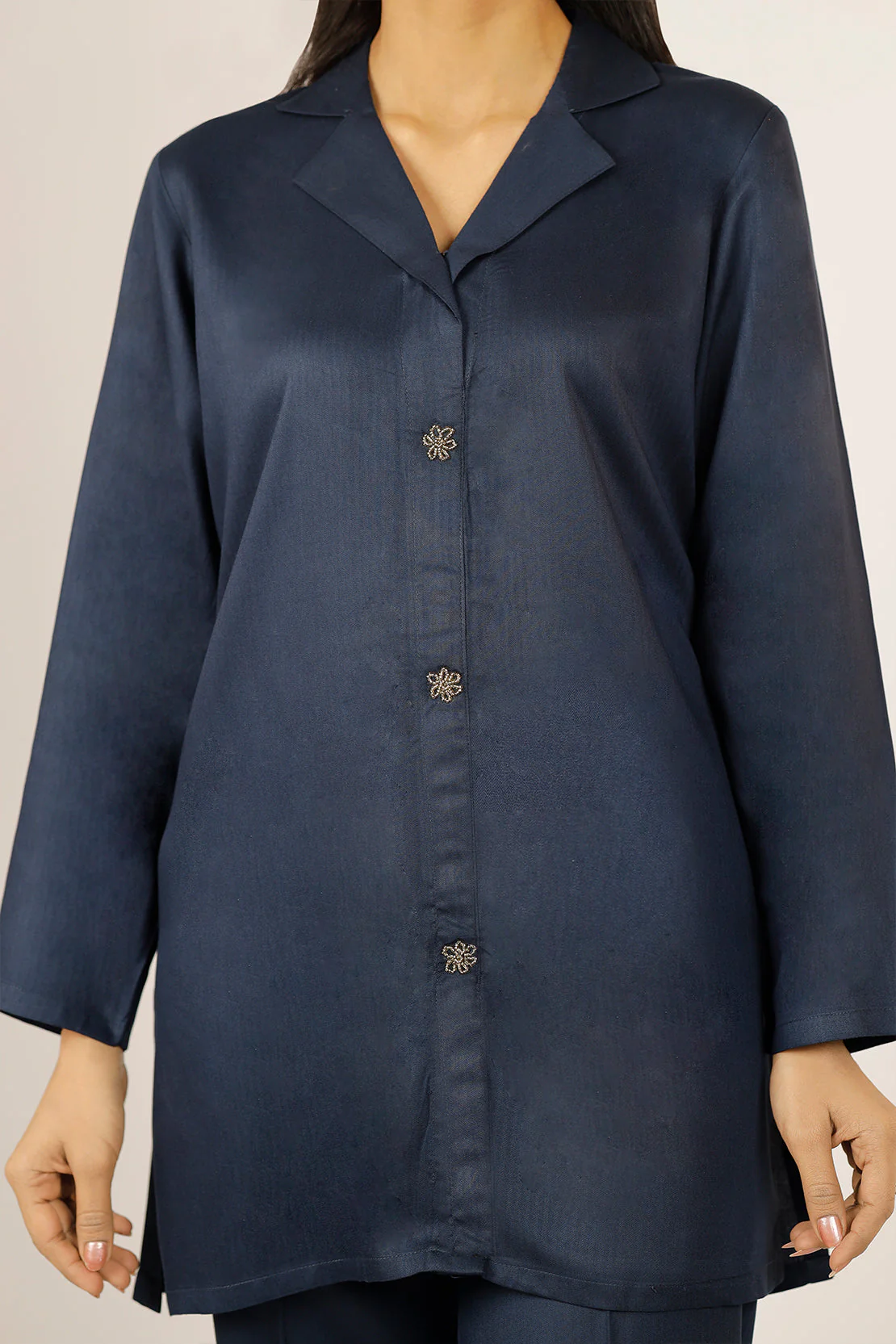 Solid Herringbone Stitched Shirt/Trouser 2 Piece - Image 3