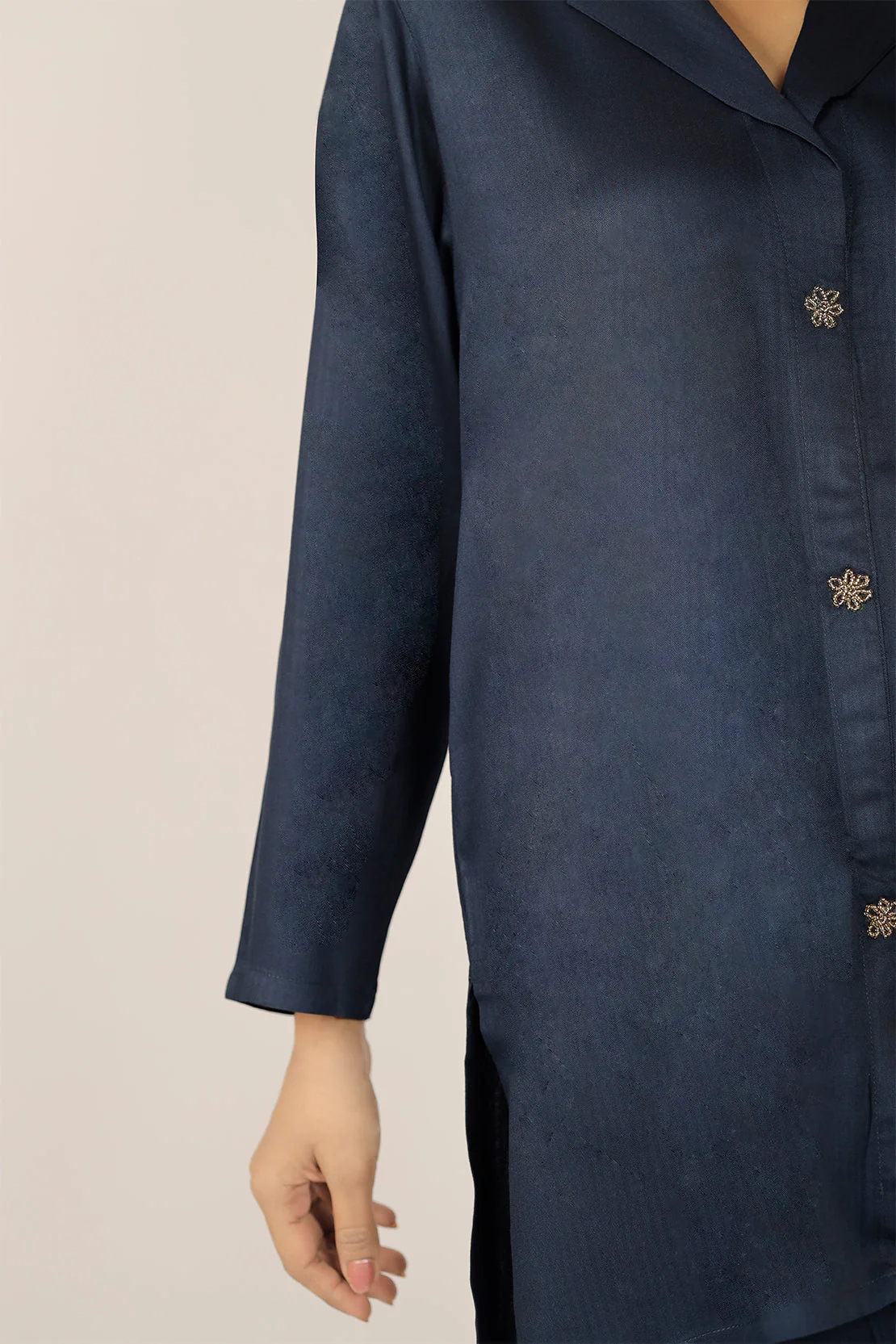 Solid Herringbone Stitched Shirt/Trouser 2 Piece - Image 4