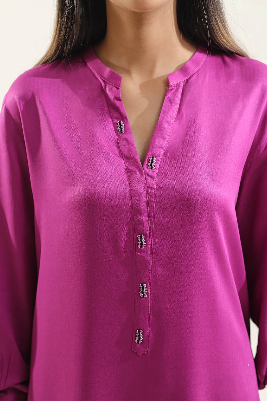 Solid Herringbone Stitched Shirt/Trouser 2 Piece - Image 6
