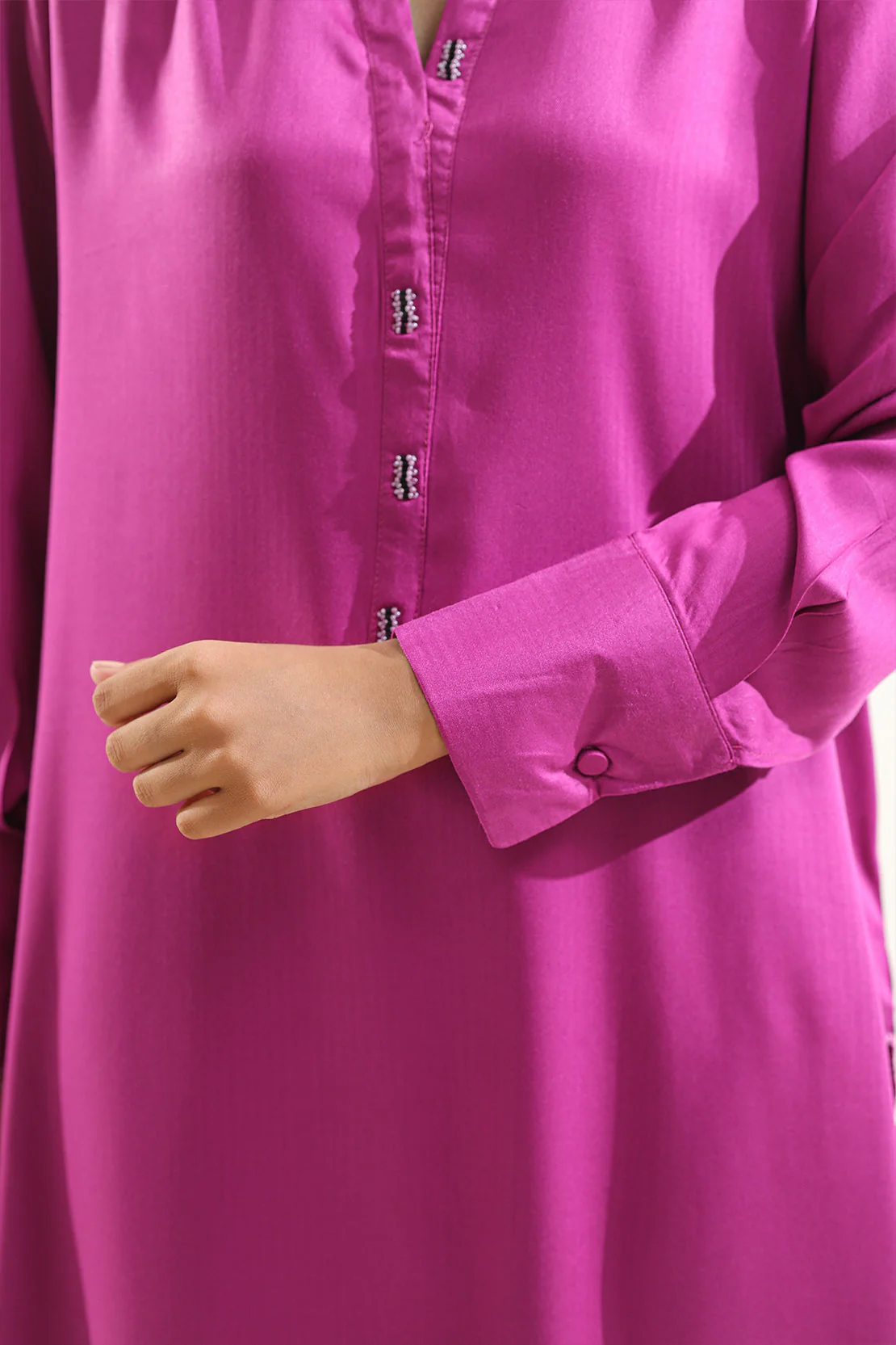 Solid Herringbone Stitched Shirt/Trouser 2 Piece - Image 7