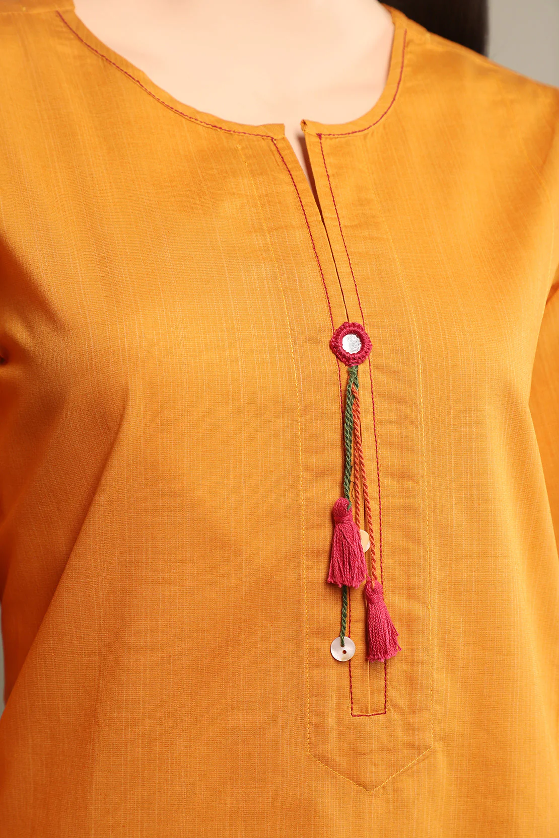 Solid Jacquard Cotton Stitched Shirt - Image 3