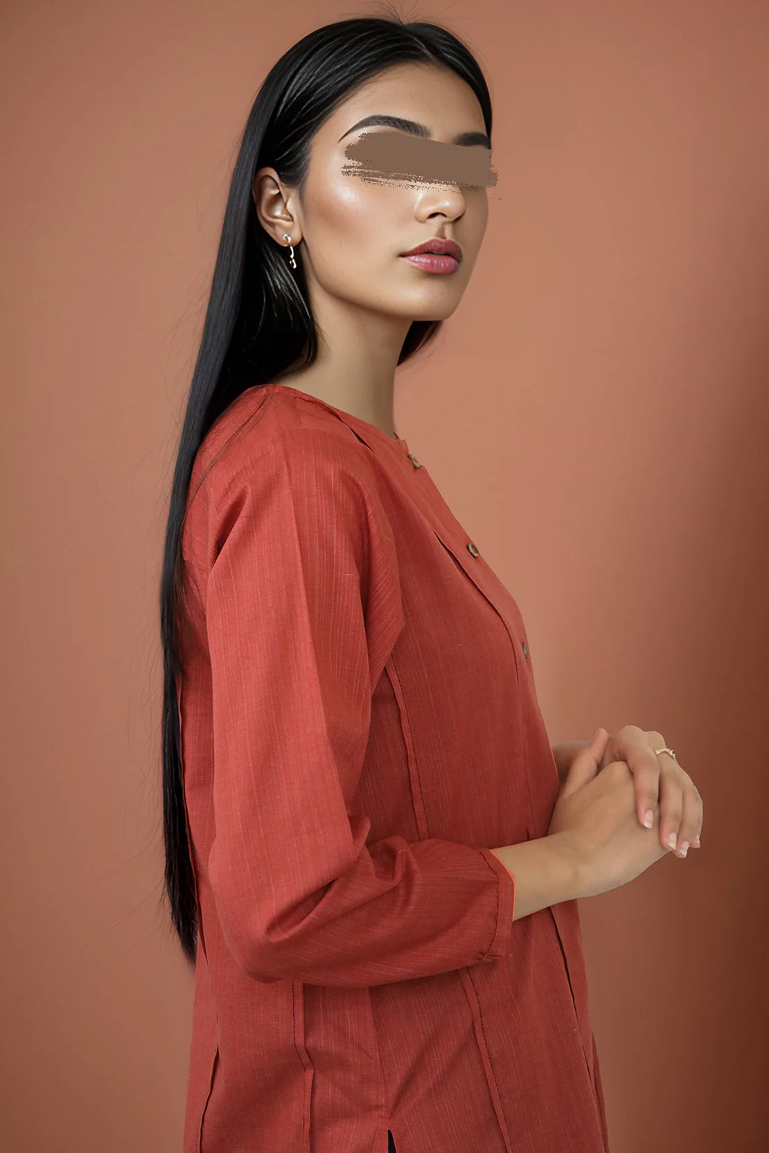 Solid Jacquard Cotton Stitched Shirt - Image 3