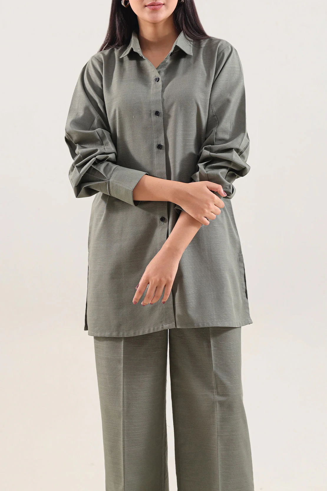 Solid Khaddar Stitched 2 Piece (Shirt/Trouser) - Image 3