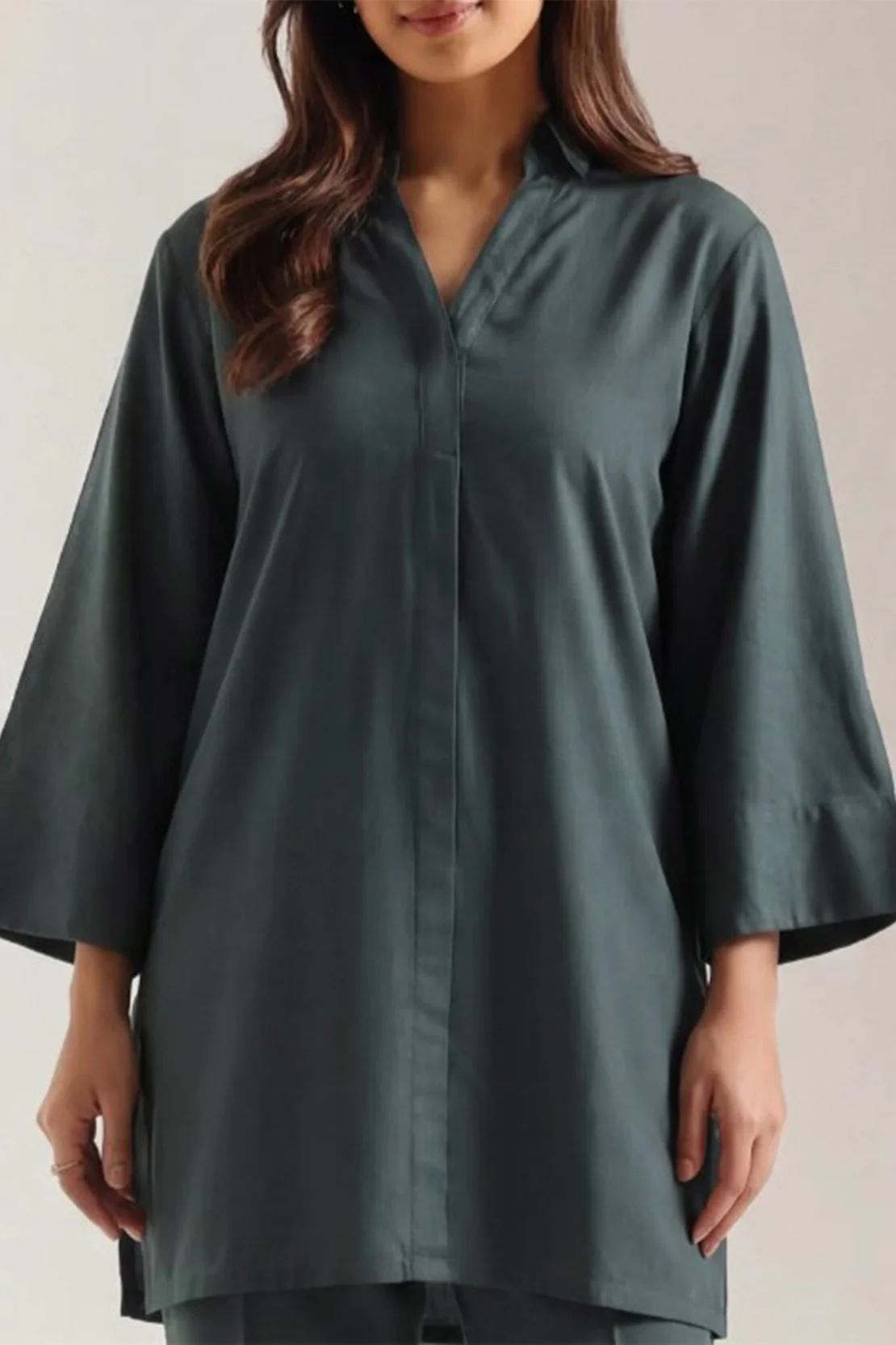 Solid Khaddar Stitched Shirt - Image 2