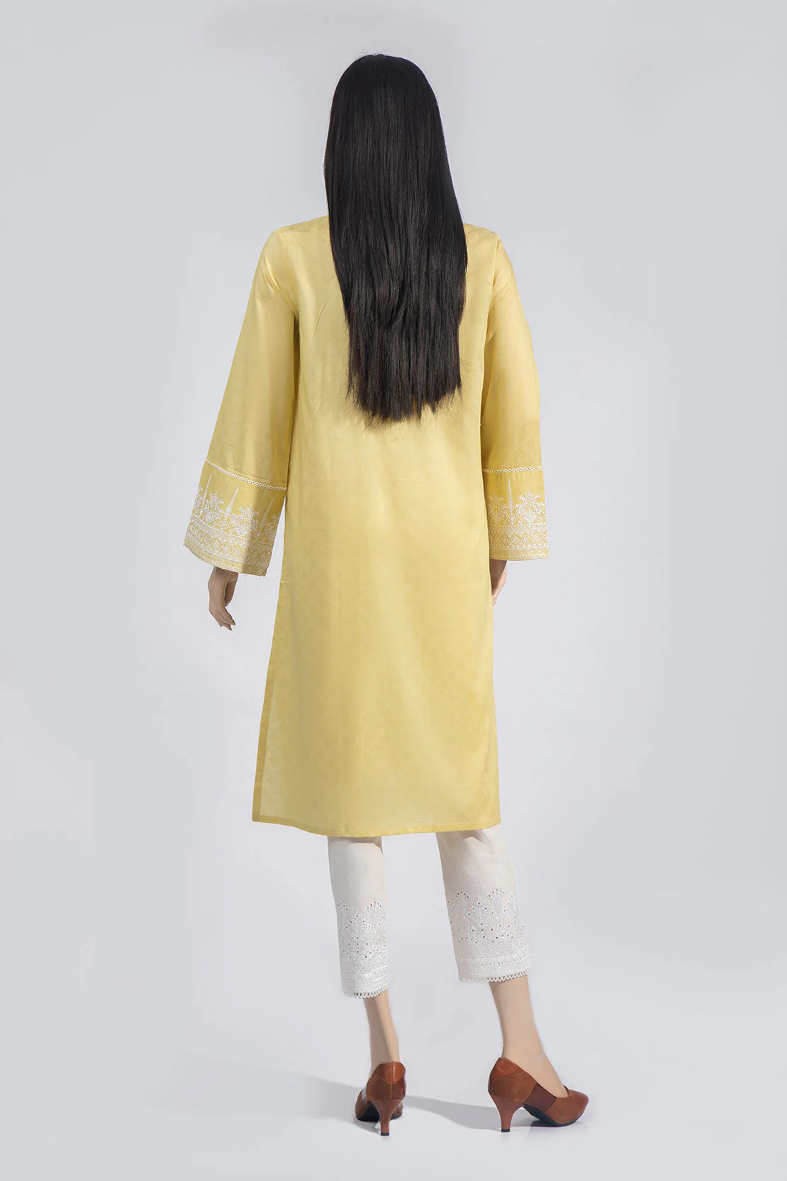 Solid Lawn Jacquard Emb Stitched Shirt - Image 2