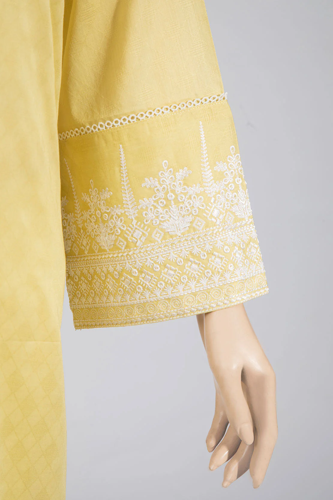 Solid Lawn Jacquard Emb Stitched Shirt - Image 4