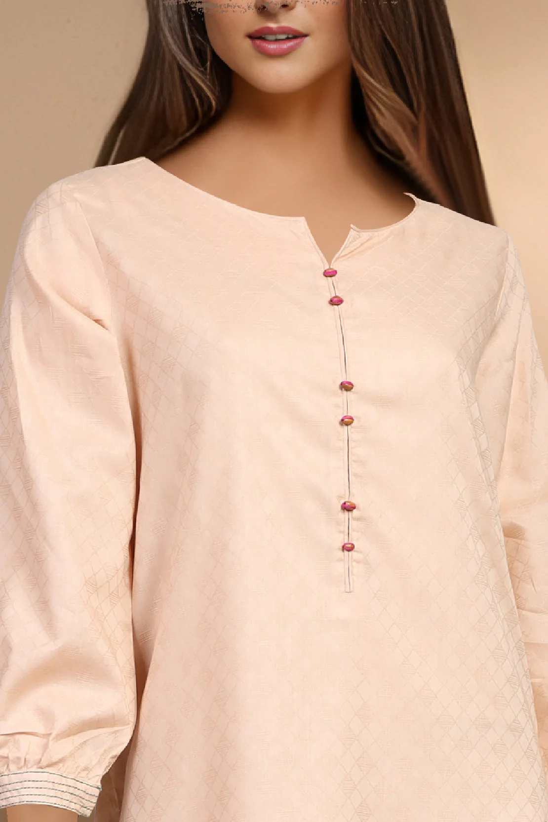 Solid Lawn Jacquard Stitched Shirt