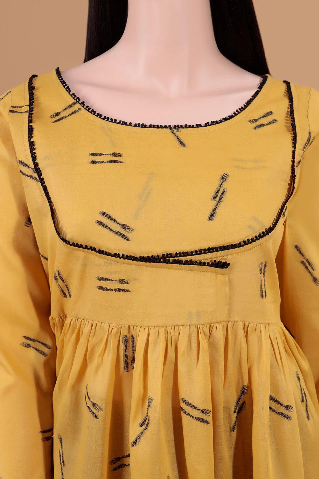 Solid Lawn Jacquard Stitched Shirt - Image 3
