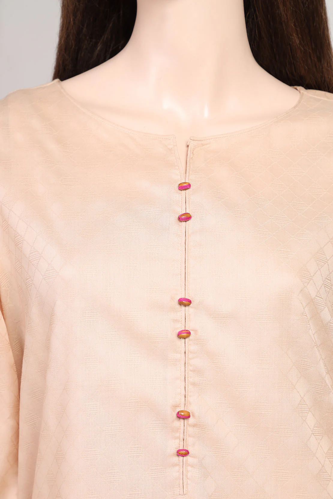 Solid Lawn Jacquard Stitched Shirt - Image 4