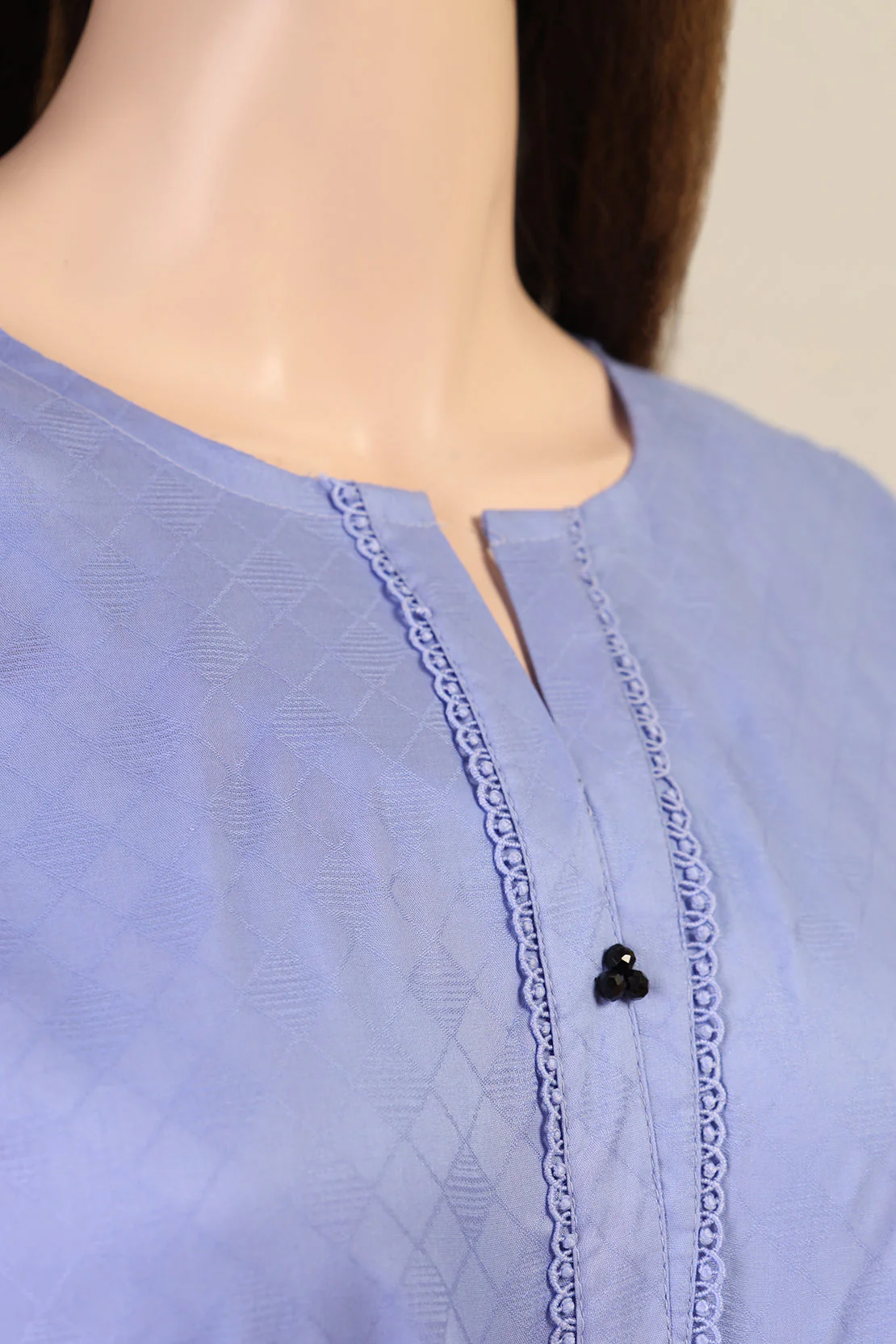 Solid Lawn Jacquard Stitched Shirt - Image 3