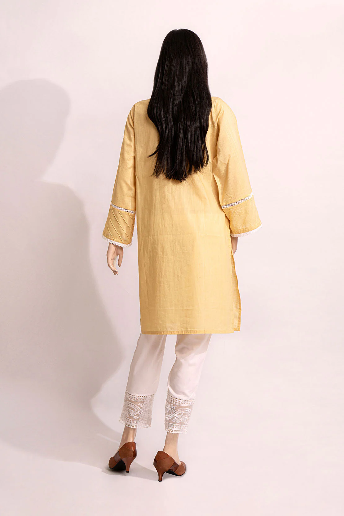 Solid Lawn Stitched Shirt - Image 2